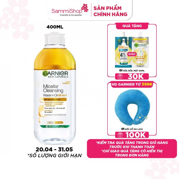 Garnier Nước tẩy trang Micellar Oil - Infused Cleansing Water 400ml