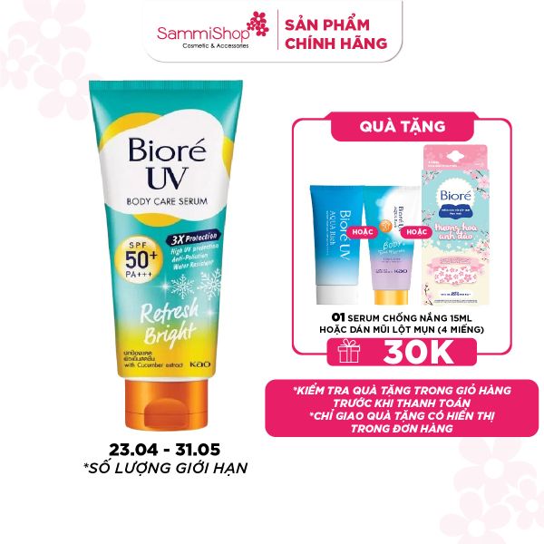 Biore Serum Chống nắng dưỡng thể UV Body Care Serum Refresh Bright SPF50+ PA+++ 230ml