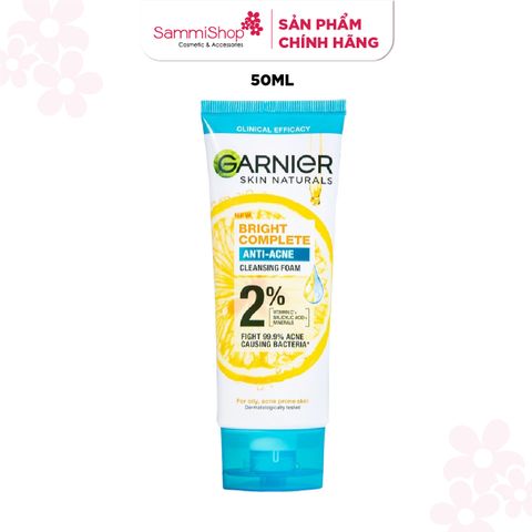 APP-WEB 03.11 - 02.12  Garnier Sữa rửa mặt Skin naturals Bright complete Anti - Acne Cleansing foam 50ml (IP07)