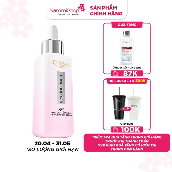 Loreal Dưỡng chất Glycolic-Bright Anti-dark Spot Brightening Serum 30ml