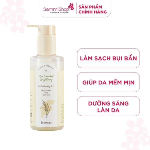 Deoproce Sữa rửa mặt Rice Enriched Brightening Soft Cleansing Gel 200ml