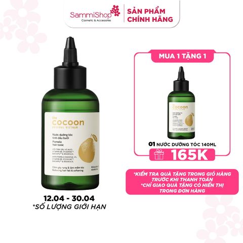 [12/04 - 30/04] Cocoon Nước dưỡng tóc tinh dầu bưởi pomelo hair tonic 140ml - nắp vặn (KHÔNG ÁP DỤNG MÃ GIẢM GIÁ)