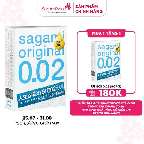 [25.07 - 31.08] Sagami Bao cao su Original 0.02 (Hộp 3) Extra Gel