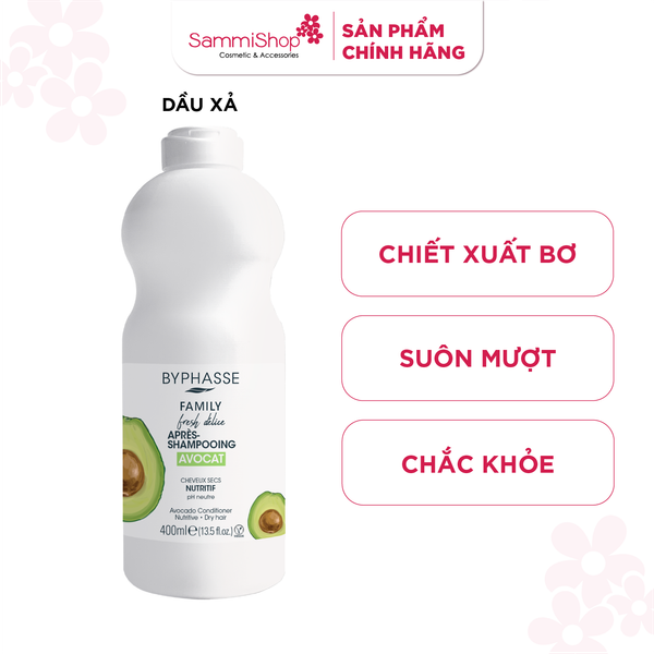 Byphasse Dầu xả Family Fresh Délice Après-Shampooing Avocat Cheveux Secs 400ml