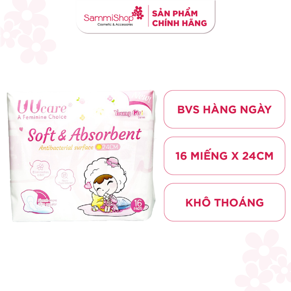 Uucare Young Girl BVS kháng khuẩn ban ngày 24cm x 16 miếng