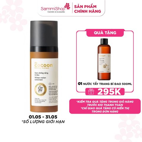 [01/05 - 31/05] Cocoon Kem chống nắng bí đao Winter Melon Sunscreen 50ml (KHÔNG ÁP DỤNG MÃ GIẢM GIÁ)