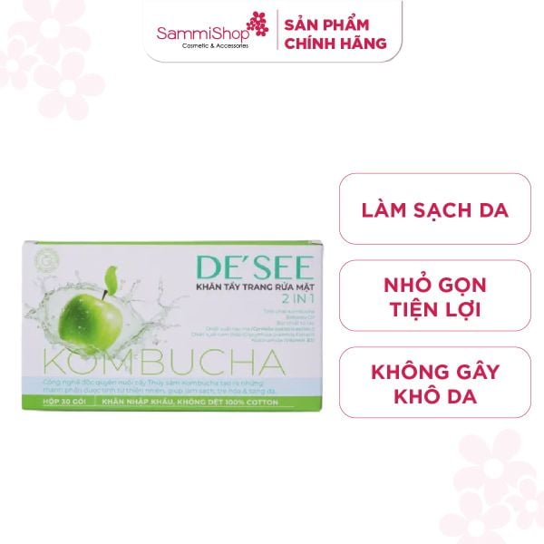 De See Khăn tẩy trang rửa mặt 2in1 30 gói