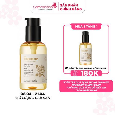 [08/04 - 21/04] Dầu tẩy trang hoa hồng Cocoon Rose Cleansing Oil 140ml (KHÔNG ÁP DỤNG MÃ GIẢM GIÁ)