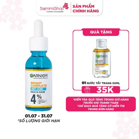 01.07 - 31.07 APP-WEB Garnier Dưỡng Chất Giảm Mụn Skin Naturals Bright Complete Anti-Acne Booster Serum 30ml
