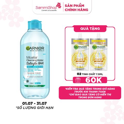 01.07 - 31.07 APP-WEB Garnier Nước tẩy trang Micellar Cleansing Water Salicylic BHA 400ml