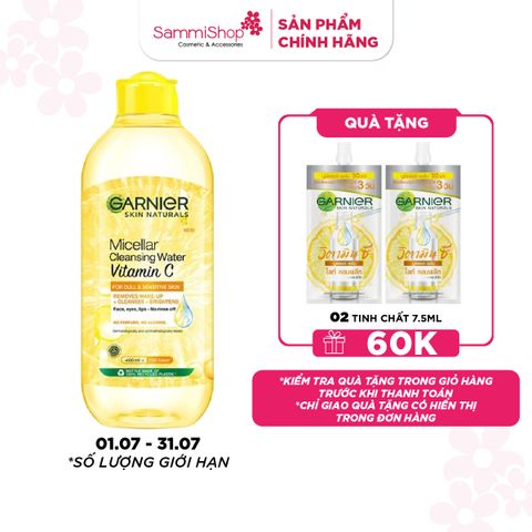 01.07 - 31.07 APP-WEB Garnier Nước tẩy trang Micellar Cleansing Water Vitamin C 400ml