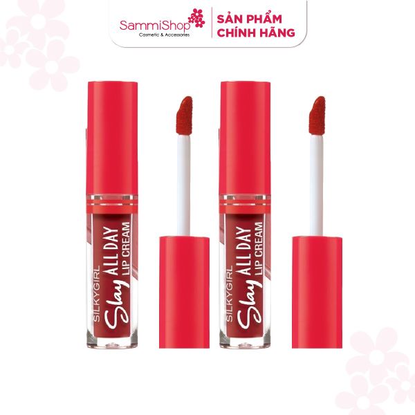 Combo 2 Silkygirl Son kem Slay All Day Lip Cream (2ml) #04 Kissy