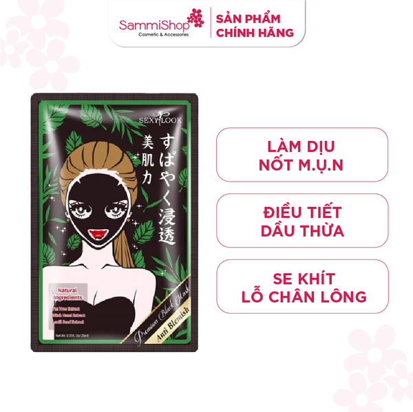 Sexylook Mặt nạ giấy Tea Tree Anti Blemish Black Facial Mask 28ml