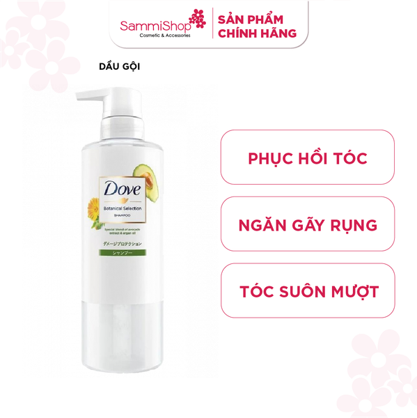 Dầu gội phục hồi hư tổn chiết xuất bơ & dầu argan Dove Botanical Selection (500g)