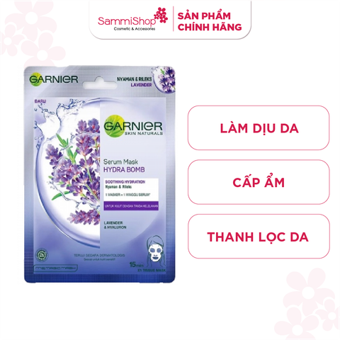 Garnier Mặt nạ giấy  Serum Mask Hydra Bomb Soothing Hydration Lavender & Hyaluron 28g