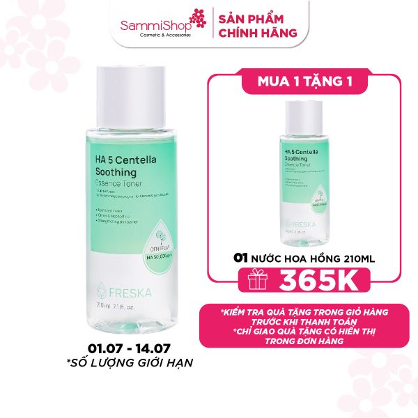 [01.07 - 14.07] Freska Nước hoa hồng HA 5 Centella Soothing Essence Toner 210ml