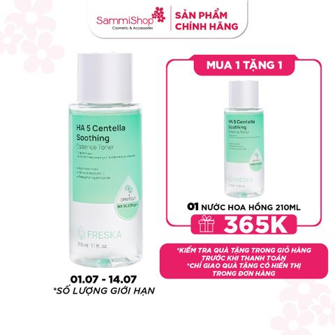 [01.07 - 14.07] Freska Nước hoa hồng HA 5 Centella Soothing Essence Toner 210ml