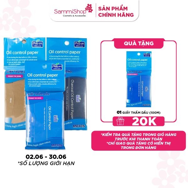 02.06 - 30.06 MUA 1 TẶNG 1  Mayan Giấy thấm dầu Oil Control Paper
