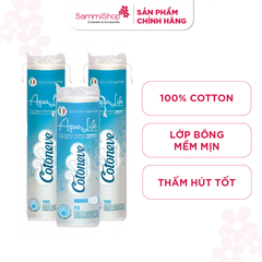 Cotoneve Combo 2 Bông tẩy trang may viền dập nổi AQUA LIFE  CT002 + BTT CT001 (70m)