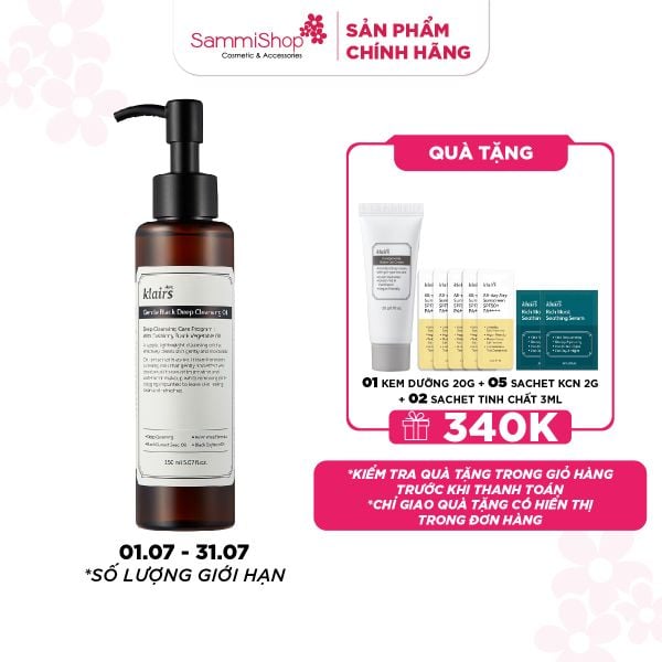 APP-WEB 01.07 - 31.07 Dear, Klairs Dầu tẩy trang Gentle Black Deep Cleansing Oil 150mL