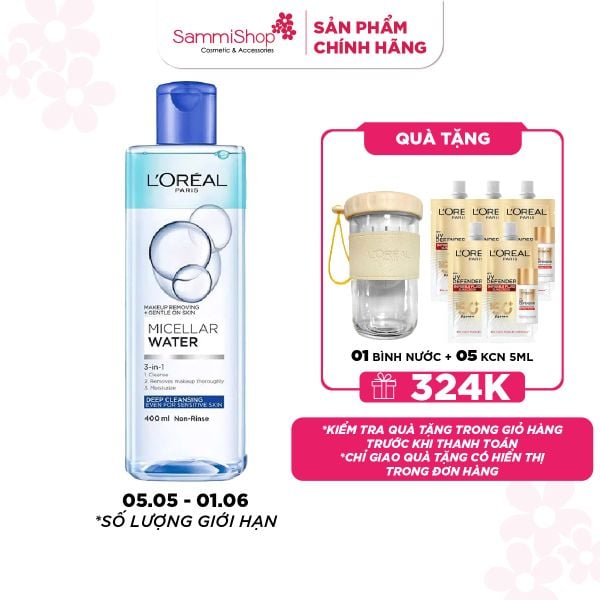 APP+WEB 05.05-01.06 Loreal Micellar Water 3-in-1 Deep Cleansing Even For Sensitive Skin 400ml