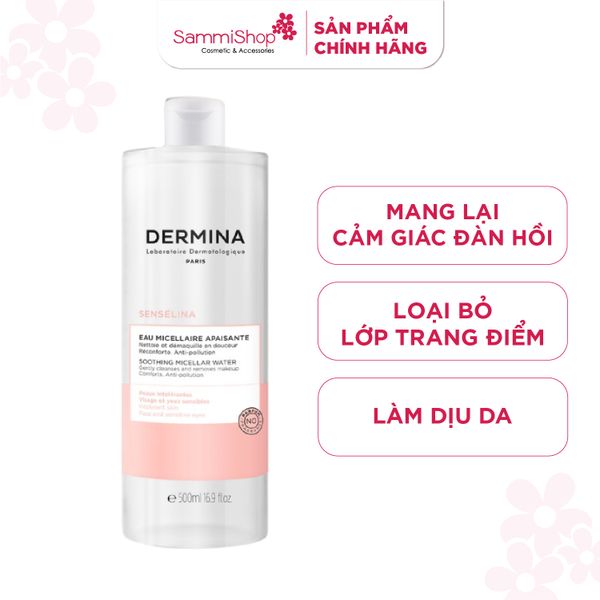 Dermina Nước tẩy trang dịu nhẹ cho da nhạy cảm Sensélina Soothing Micellar Water 500ml