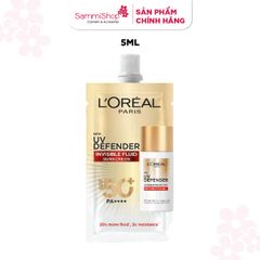 [HÀNG TẶNG KHÔNG BÁN] 2 QT Loreal kem chống nắng Loreal Paris UV Defender Serum Invisible Fluid SPF 50+/PA ++++ Long UVA 5ml Và 1 QT Loreal Bình Nước Thủy Tinh Kèm Ống Hút
