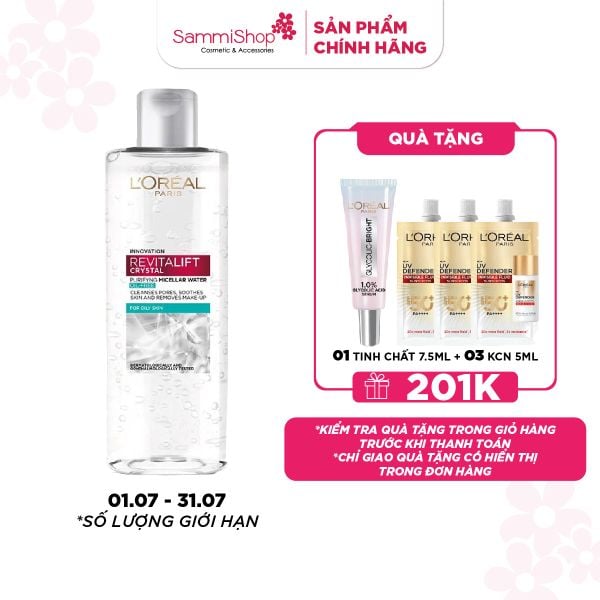 01.07 - 31.07 APP-WEB Loreal Nước tẩy trang Revitalift Crystal Puriying Micellar Water 400ml
