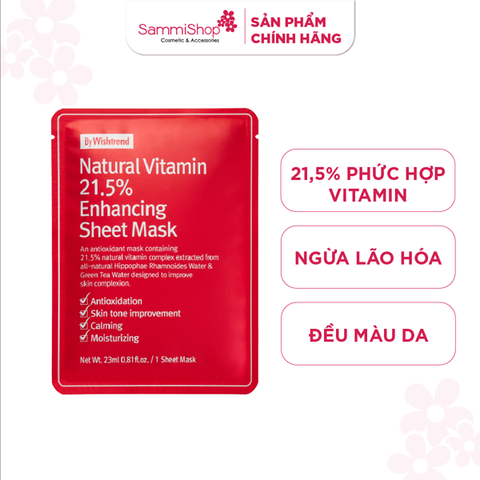 [APP+WEB] COMBO 5 By Wishtrend mặt nạ giấy Natural Vitamin 21.5% Enhancing Sheet Mask 23ml ver 2