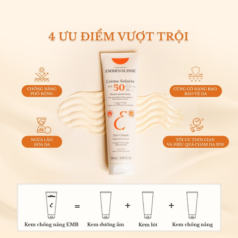 Embryolisse Kem chống nắng Crème Solaire SPF50 PA++++ 100ml