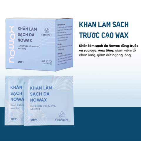 Nowax Khăn vệ sinh da trước và sau khi Wax lông hộp 20 túi