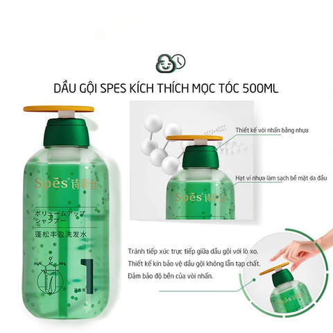 Spes Dầu gội tăng đô bồng bềnh Fluffy And Volumizing Shampoo 500ml