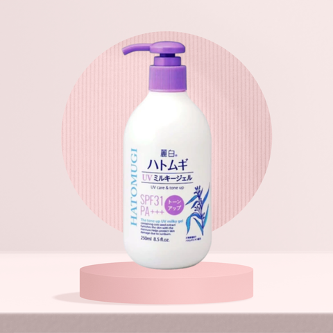 Kumano Sữa dưỡng thể Hatomugi Chống Nắng Nâng Tông Tone up UV Milky Gel SPF31 PA+++ 250ml