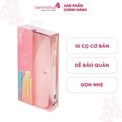 Vacosi Bộ cọ cá nhân Candy Puffy 10 cây & ví hồng BC34