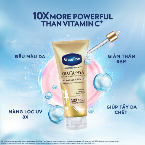 Vaseline Sữa dưỡng thể Healthy Bright Gluta-Hya Serum Burst UV Lotion Flawless Bright 330ml