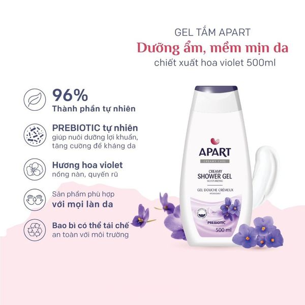 Apart Combo 2 Gel tắm Creamy Bath Foam Moisturizing #Violet 500ml + Ipek Bông tẩy trang 80 miếng