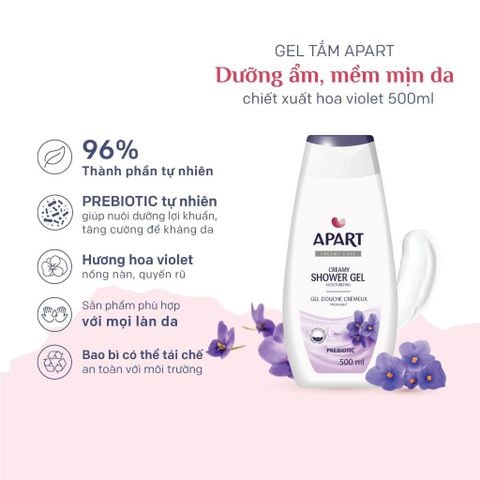 Apart Combo 2 Gel tắm Creamy Bath Foam Moisturizing #Violet 500ml + Ipek Bông tẩy trang 80 miếng