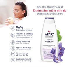 Apart Combo 2 Gel tắm Creamy Bath Foam Moisturizing #Violet 750ml + Ipek Bông tẩy trang 80 miếng