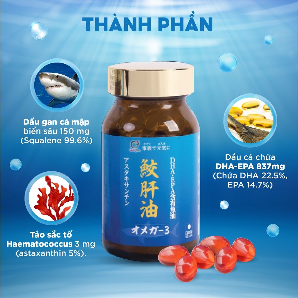 Genki Fami Thực phẩm bảo vệ sức khỏe Shark Liver Oil Omega3 90