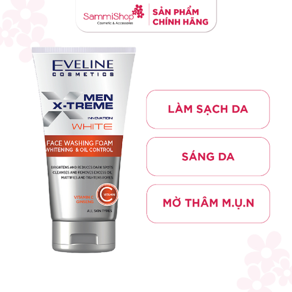 Eveline Sữa rửa mặt Men X-treme White Face Washing Foam Whitening & Energizing 150ml