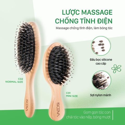 Vacosi Lược Massage chống Tĩnh Điện C02