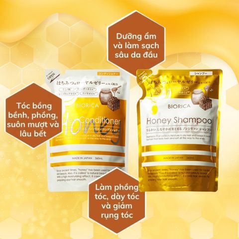 Biorica Dầu gội mật ong Honey Shampoo dạng túi 360ml