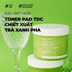 Neogen Dermalogy Tẩy tế bào chết trà xanh làm dịu và phục hồi da dầu mụn Green Tea Moist Pha Gauze Peeling 30 Miếng