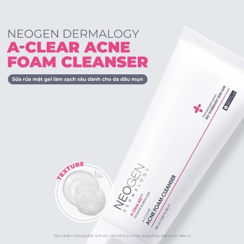 Neogen Sữa rửa mặt dạng gel Cho Da Dầu Mụn Dermalogy A-Clear Acne Foam Cleaner 150ml