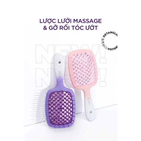 Vacosi Lược Gỡ Rối Hollow Out Paddle Detangler Pink_C20-H