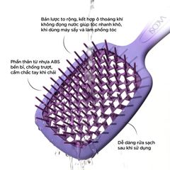 Vacosi Lược Gỡ Rối Hollow Out Paddle Detangler Pink_C20-H