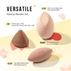 Vacosi Set 3 Bông Đa Diện Nâu Versatile Makeup Blender Set