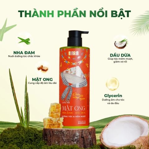 Nara Dầu xả Mật Ong Nha đam dầu dừa 500ml