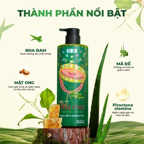 Nara Dầu gội Mật ong Nha đam mã đề 500ml