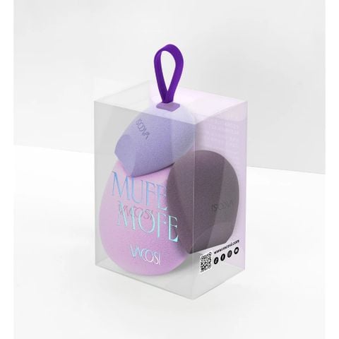 Vacosi Set 3 Bông Vát Xéo Đôi Tím Versatile Makeup Blender Set - Dewberry Bp43